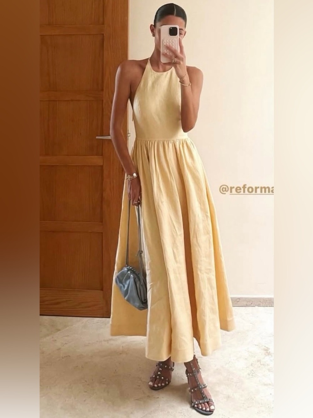 NWT Reformation Percy Linen Dress in Parmesan (Butter Yellow)